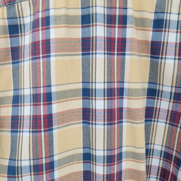Eddie Bauer Shirt Mens TXL Plaid Yellow Blue Red Button Up Cotton Classic Fit - Picture 8 of 8